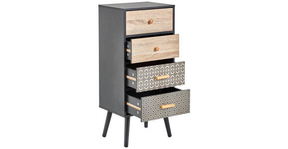 KOMMODE , 38/84,7/29 cm, 4 Schublade(n)  - Multicolor/Schwarz, Trend, Holz/Holzwerkstoff (38/84,7/29cm) - Carryhome