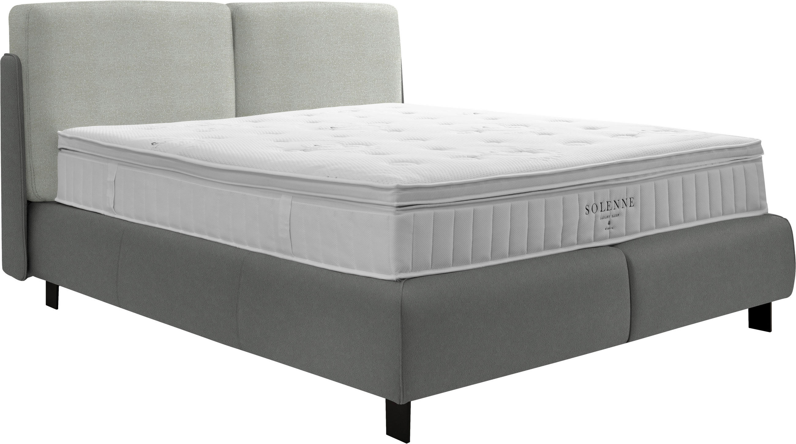 BOXSPRINGBETT 160/200 cm  in Grau, Hellgrau  - Hellgrau/Schwarz, Design, Textil/Metall (160/200cm) - Johann Jakob