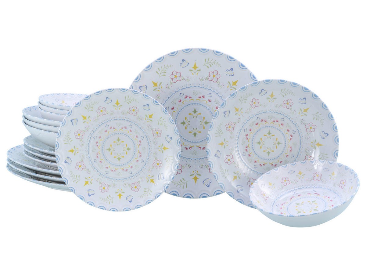TAFELSERVICE Multicolor, Weiß Primavera Pastell 16-teilig  - Multicolor/Weiß, Basics, Keramik - Creatable