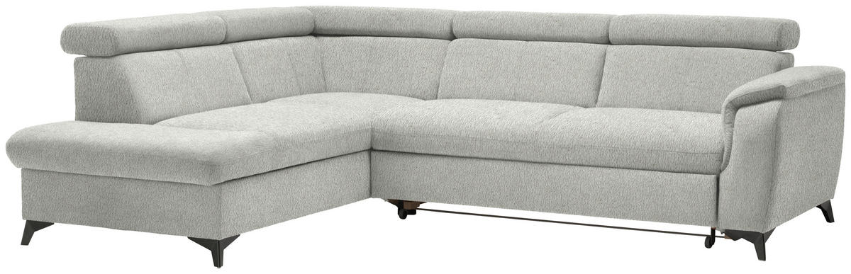 ECKSOFA in Teddystoff Silberfarben  - Silberfarben/Schwarz, Design, Textil/Metall (203/260cm) - Stylife