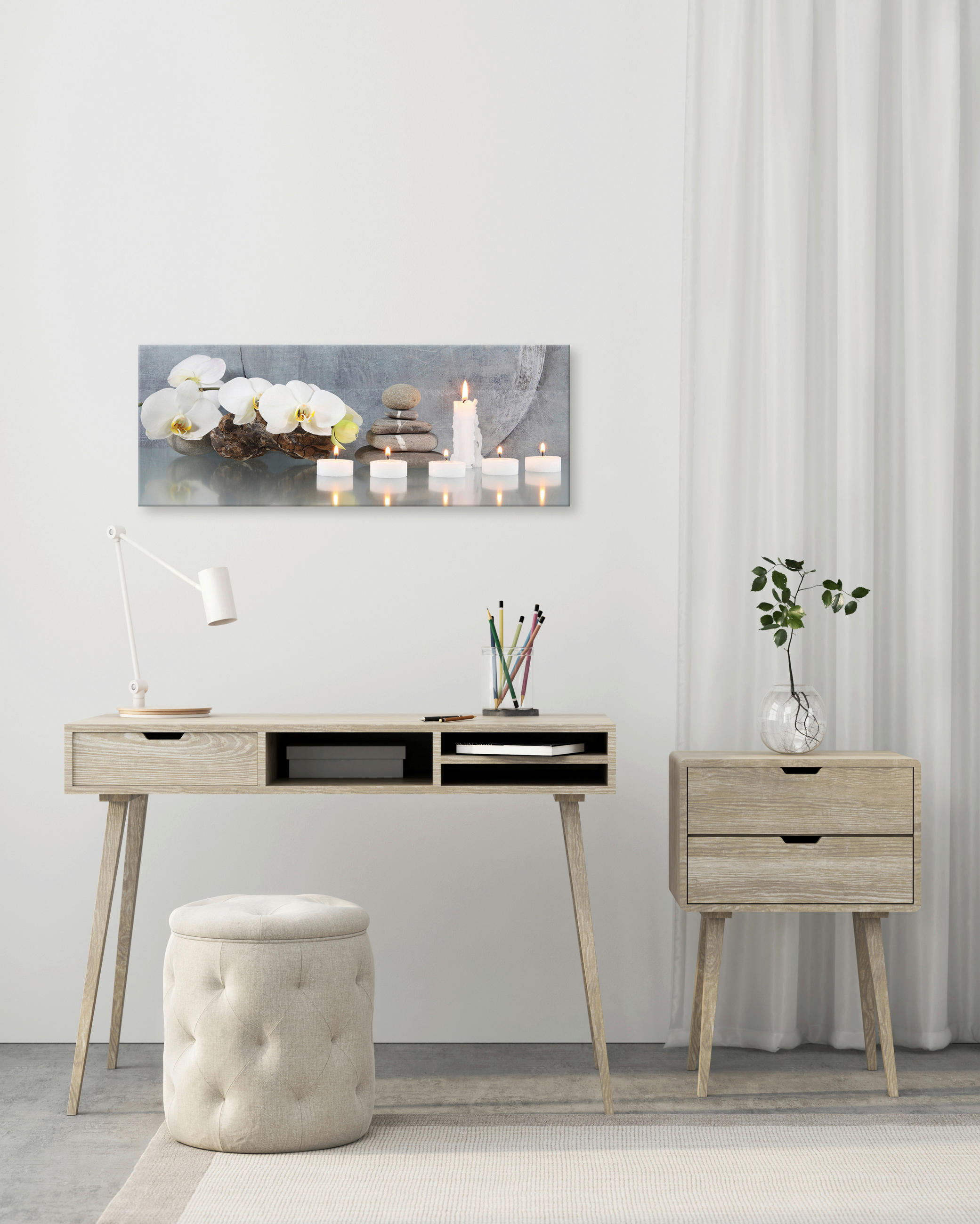 OBRAZ NA PLÁTNĚ, zen, 30/80 cm  - vícebarevná, Natur, dřevo/papír (30/80cm) - Euroart