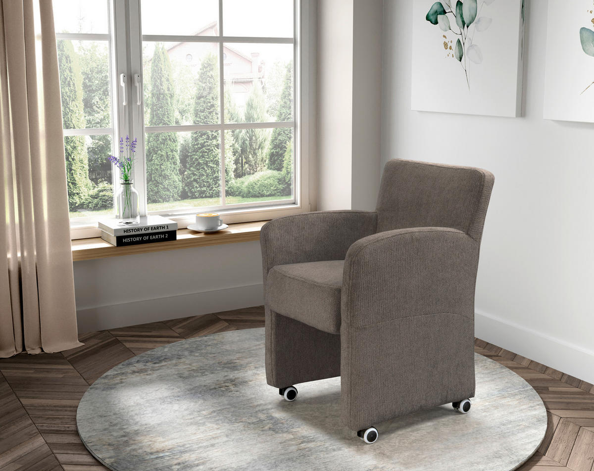 STOLICA S NASLONOM ZA RUKE  smeđa  drvo, tekstil, drvni materijal      - smeđa, Moderno, drvni materijal/drvo (65/85/66cm) - Livetastic