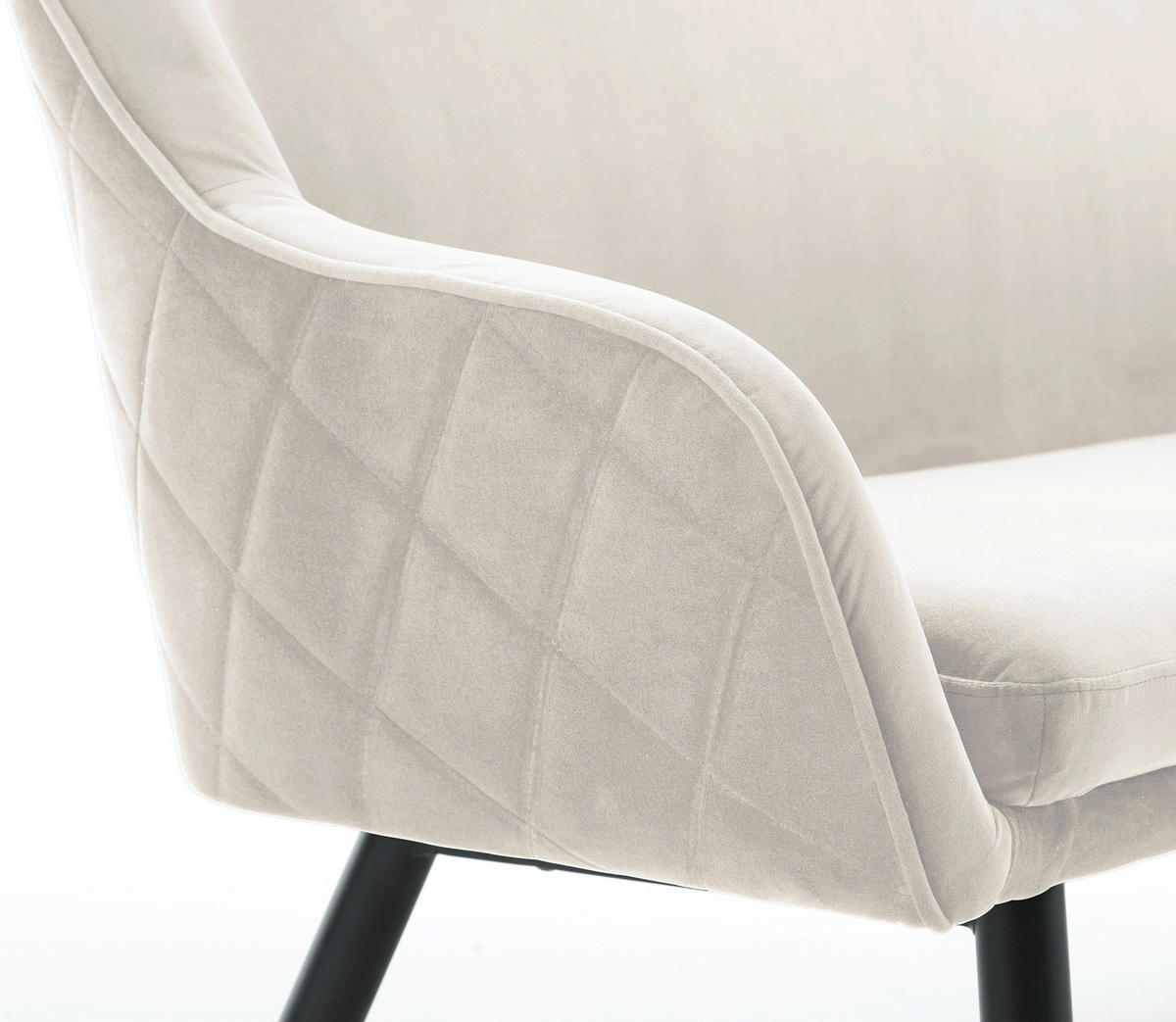 SITZBANK 160/85/61 cm Samt Creme Metall  - Creme/Schwarz, MODERN, Textil/Metall (160/85/61cm) - Livetastic