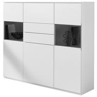 HIGHBOARD Weiß  150/131/40 cm  - Schwarz/Weiß, KONVENTIONELL, Glas/Holzwerkstoff (150/131/40cm) - Venda