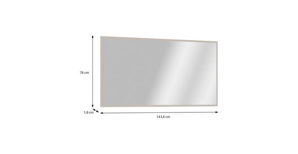 SPIEGEL 143,4/76/1,8 cm    in rechteckig  - Sandfarben, MODERN, Glas/Holzwerkstoff (143,4/76/1,8cm) - Carryhome