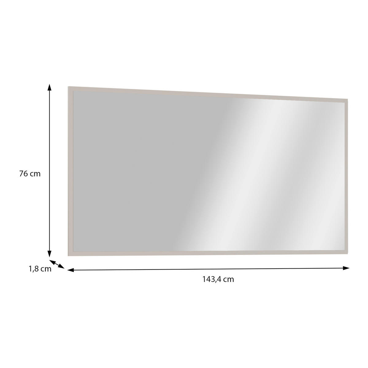 SPIEGEL 143,4/76/1,8 cm    in rechteckig  - Sandfarben, MODERN, Glas/Holzwerkstoff (143,4/76/1,8cm) - Carryhome