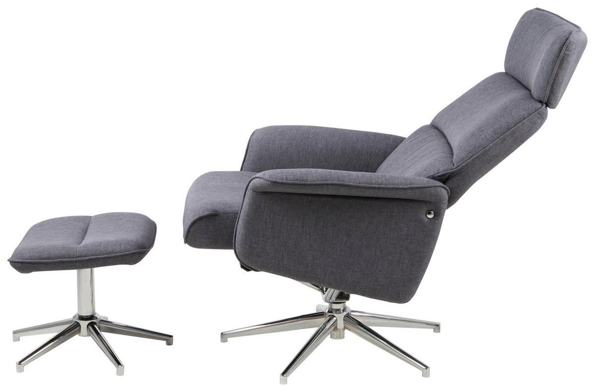 SESSELSET Flachgewebe Relaxfunktion    - Chromfarben/Dunkelgrau, Design, Textil/Metall (74/110/111cm) - Carryhome