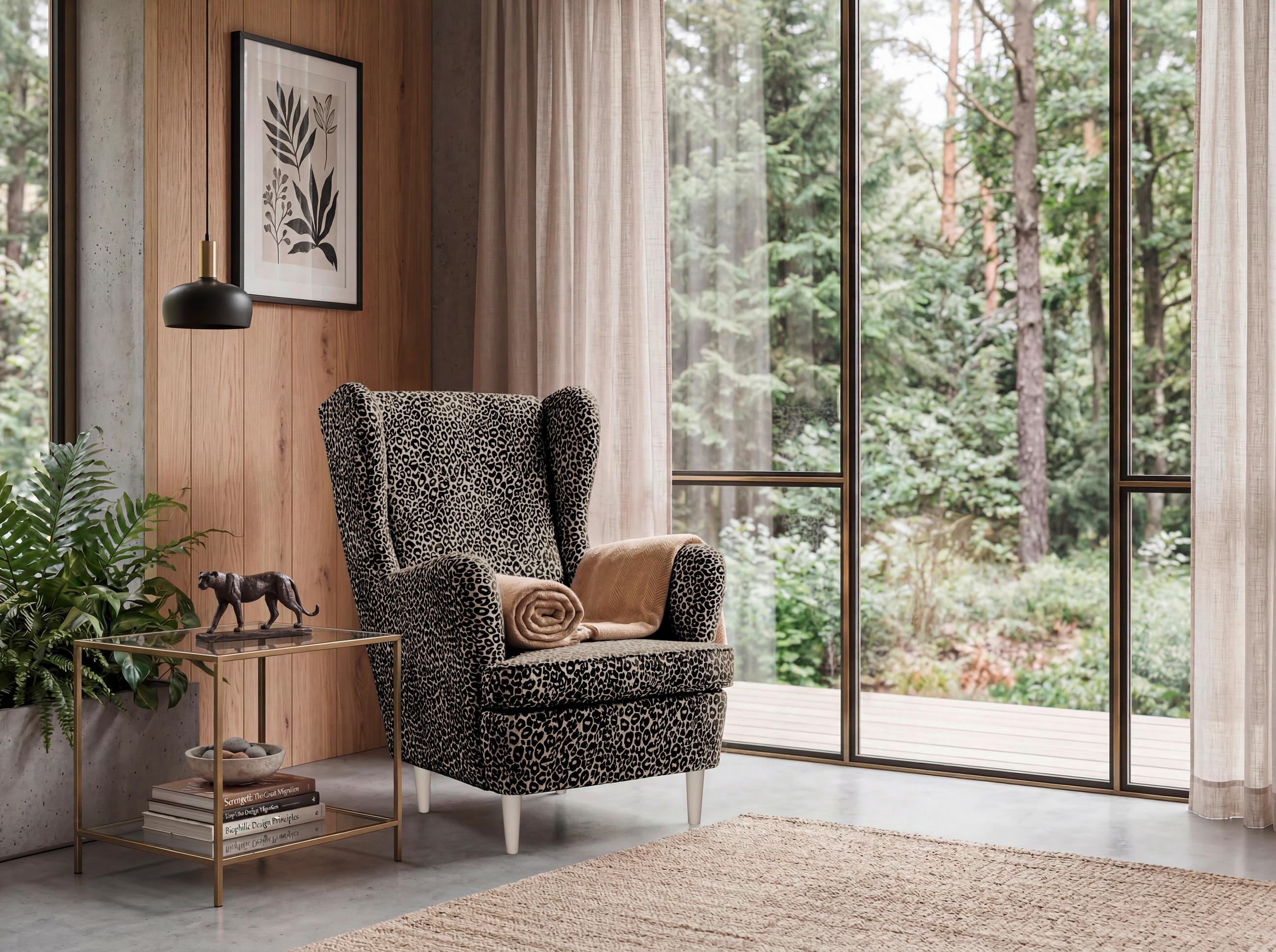 SESSEL in Jacquard, Webstoff Braun, Schwarz  - Kaschmir/Schwarz, MODERN, Holz/Textil (78/102/98cm) - MID.YOU