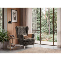 SESSEL in Jacquard, Webstoff Braun, Schwarz  - Kaschmir/Schwarz, MODERN, Holz/Textil (78/102/98cm) - MID.YOU
