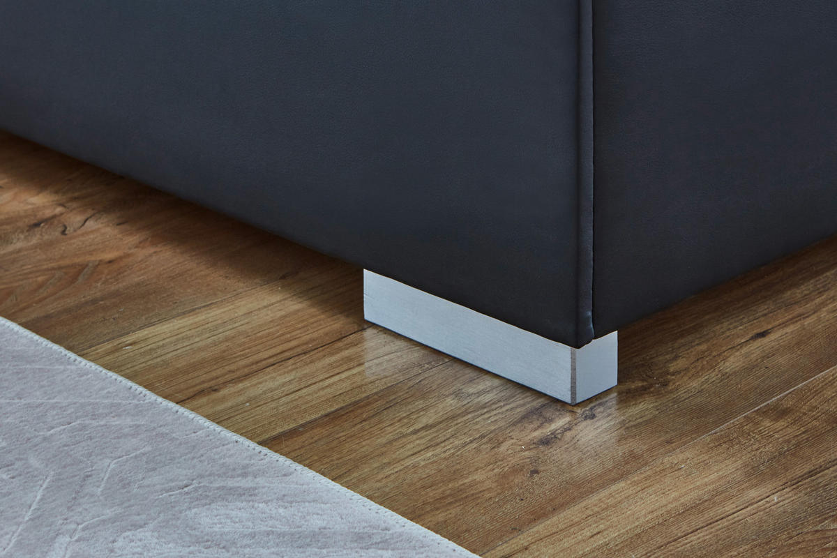 BOXSPRINGBETT 180/200 cm,  in Schwarz, Beleuchtung, Bettkasten, Topper, H3 + H3 = fest  - Silberfarben/Schwarz, Design, Holz/Textil (180/200cm) - Boxxx