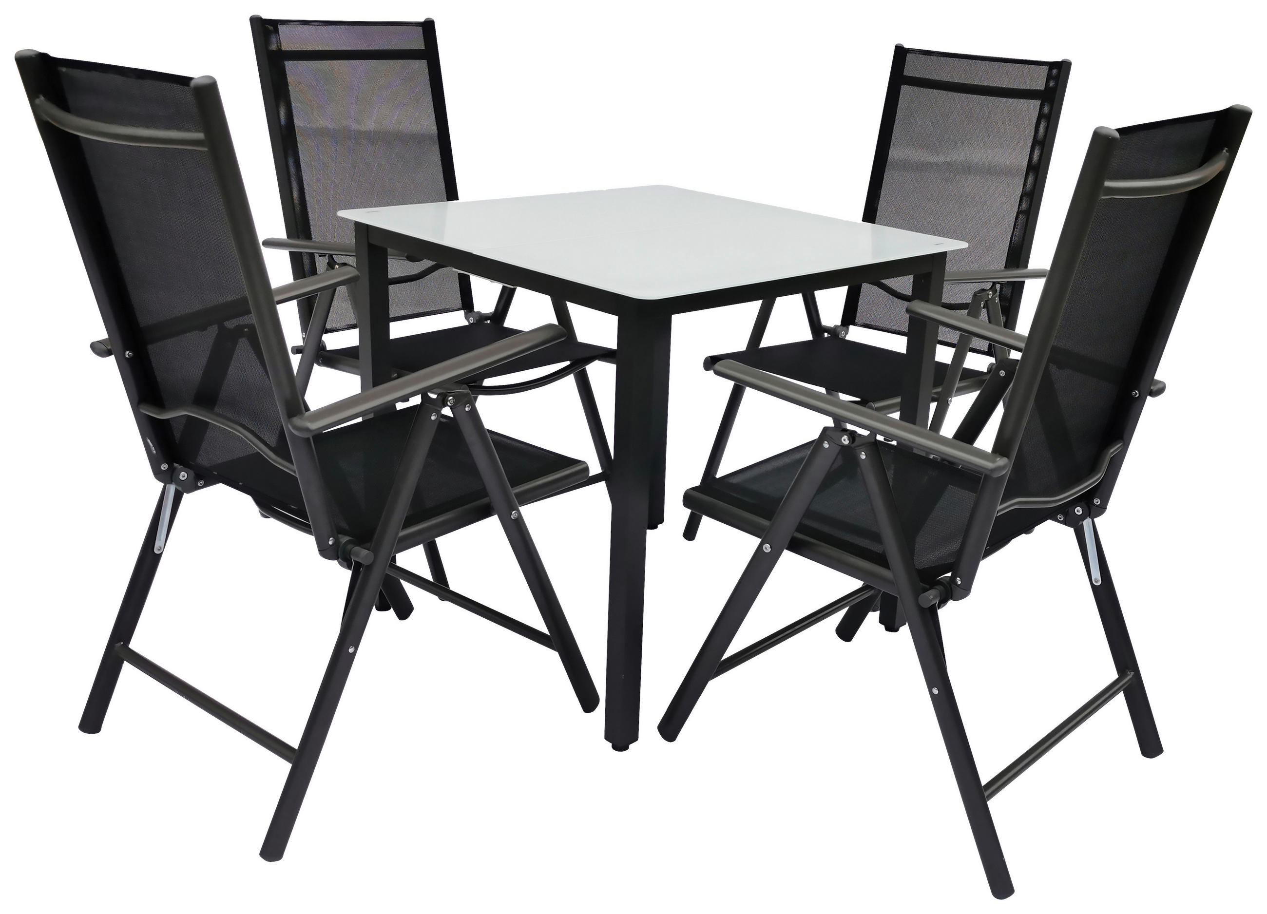 GARTENTISCHGRUPPE  - Anthrazit, Basics, Glas/Textil - Gardenson