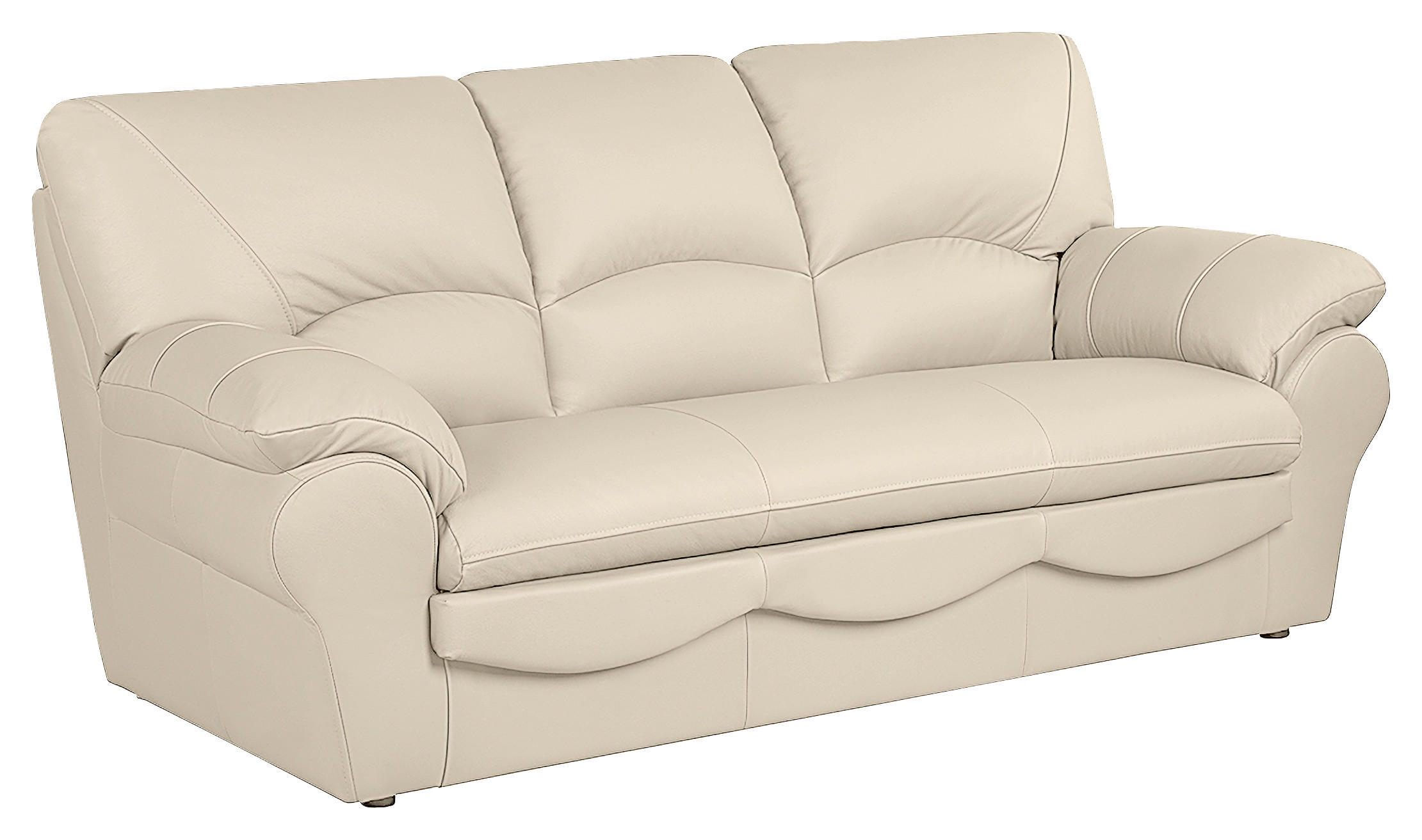 Thumbnail - Livetastic Schlafsofa, Beige, Leder, Echtleder, Rindleder, 3-Sitzer, 205x92x85 cm, Made in EU, Lederauswahl, Bettfunktio...