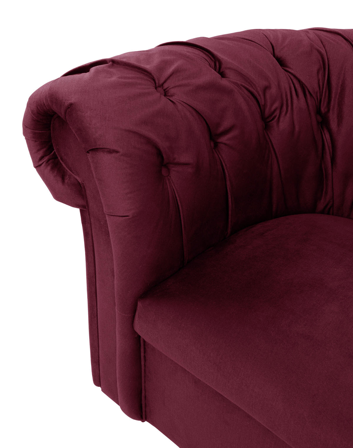 CHESTERFIELD-SESSEL in Velours Rot  - Rot/Schwarz, Design, Holz/Textil (114/78/91cm) - MID.YOU