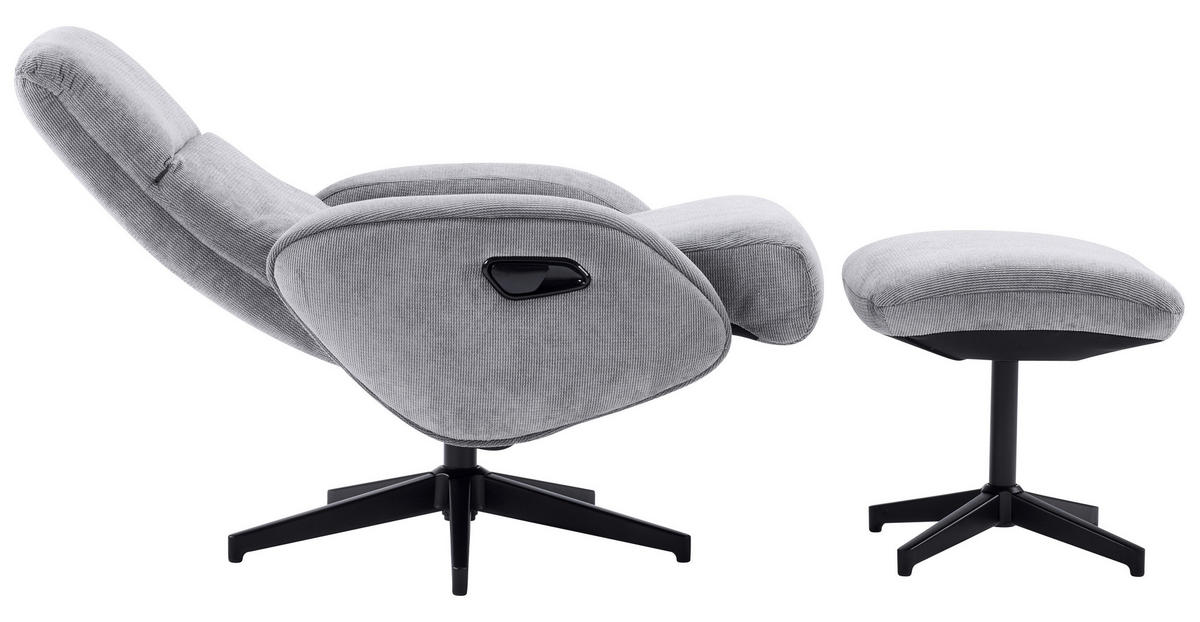 RELAXSESSELSET BASTY Webstoff Hocker    - Schwarz/Grau, Design, Textil/Metall (75/107/77cm) - Livetastic