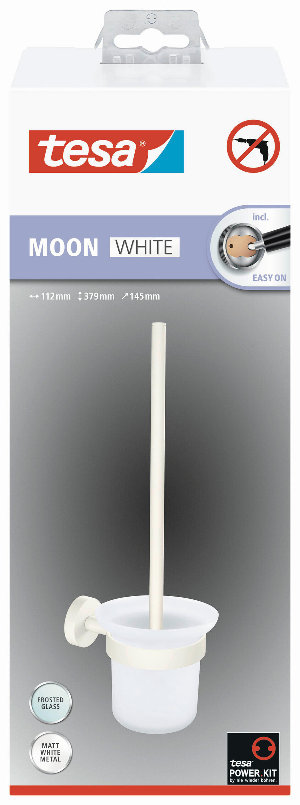 WC-BÜRSTENGARNITUR - Weiß, Basics, Glas/Kunststoff (11/38/15cm) - Tesa