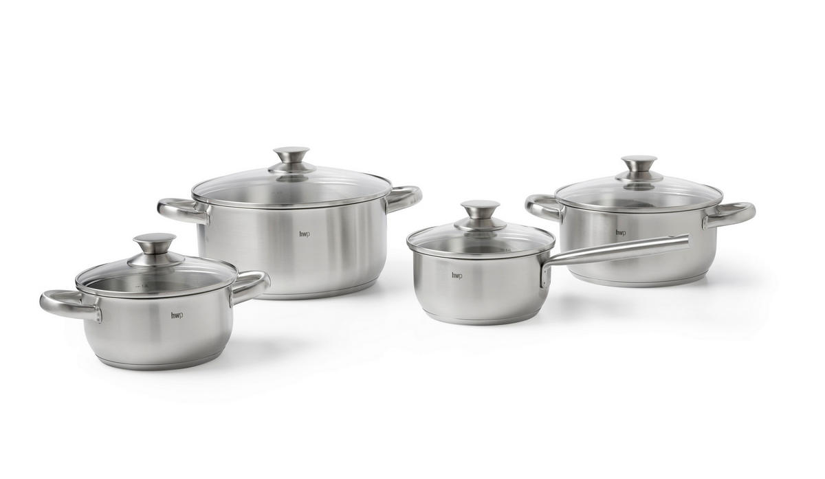 SADA HRNCOV, 4-dielne - číra/farba ušľachtilej ocele, Basics, kov/sklo - Homeware Profession.