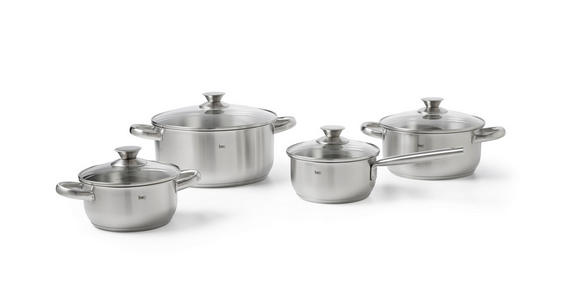 KOCHTOPFSET 4-teilig  - Klar/Edelstahlfarben, Basics, Glas/Metall - Homeware Profession.