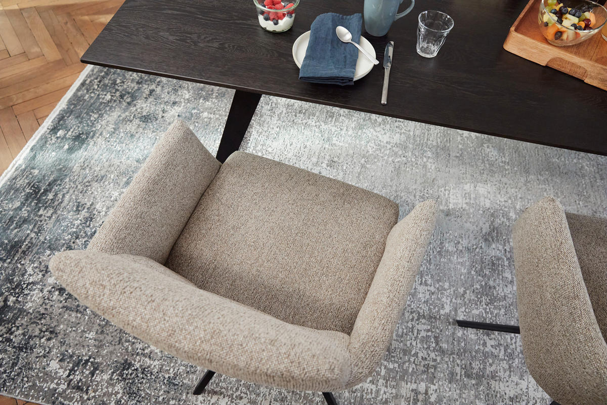 ARMLEHNSTUHL  in Chenille  - Beige/Schwarz, Design, Textil/Metall (62/88/62cm) - Musterring