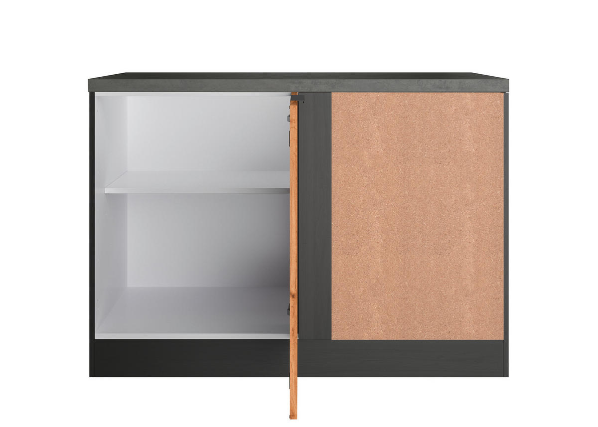ECKUNTERSCHRANK 120/86/60 cm  - Schieferfarben/Eiche Wotan, Basics, Holzwerkstoff/Metall (120/86/60cm) - Held