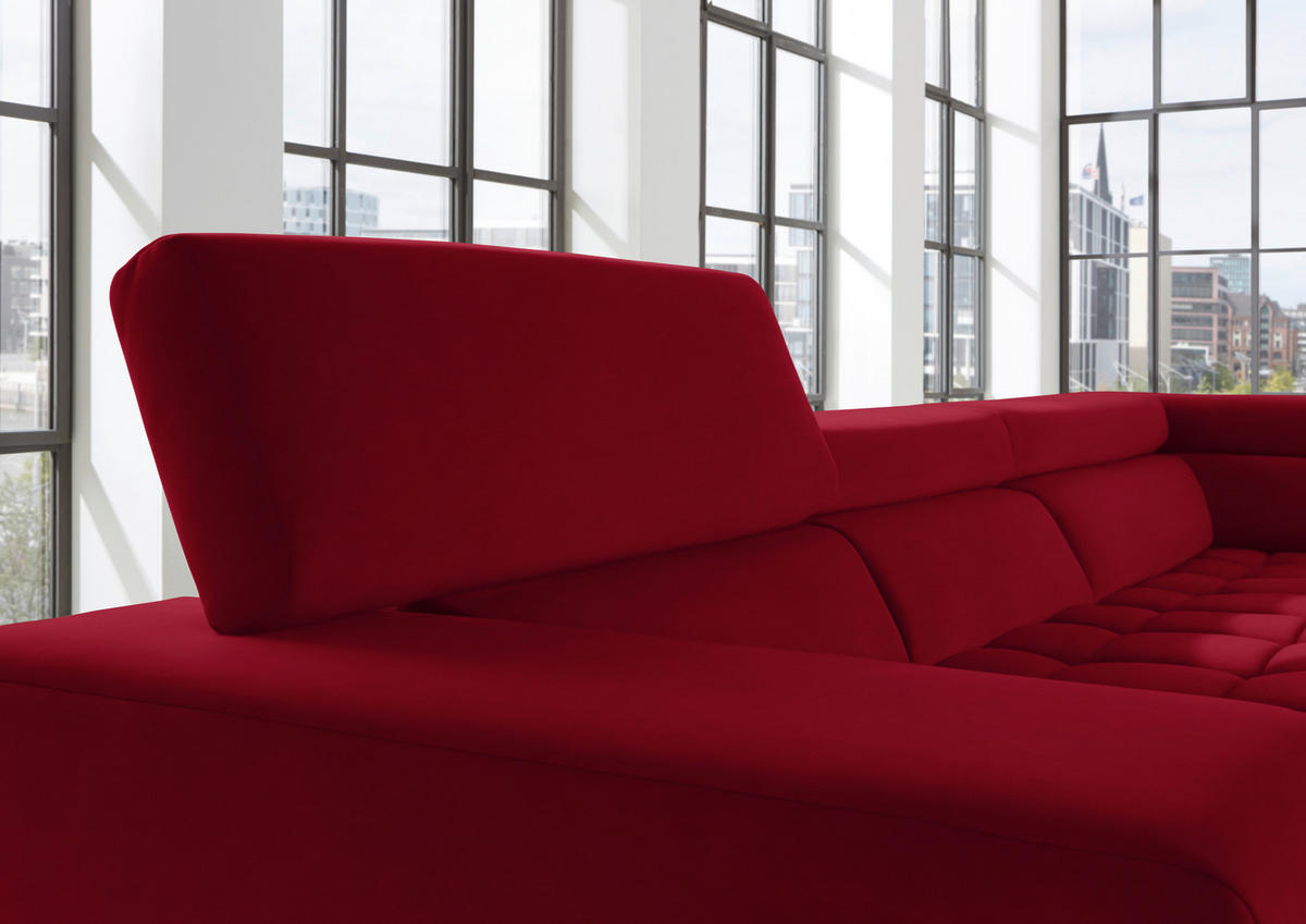ECKSOFA in Mikrofaser Rot  222/326 cm  - Chromfarben/Rot, Design, Textil/Metall (222/326cm) - Beldomo Speed