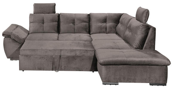 ECKSOFA  in Mikrovelours Graubraun  - Graubraun/Schwarz, KONVENTIONELL, Kunststoff/Textil (265/217cm) - Carryhome