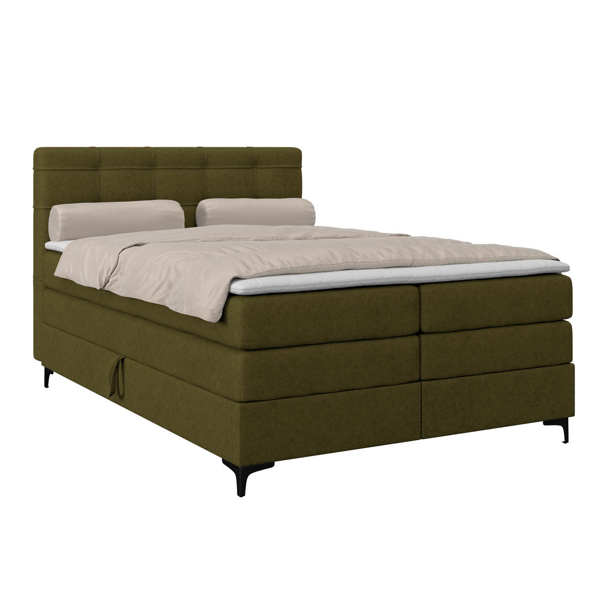 BOXSPRINGBETT 140/200 cm,  in Grün, H3 = fest  - Schwarz/Grün, KONVENTIONELL, Kunststoff/Textil (140/200cm)