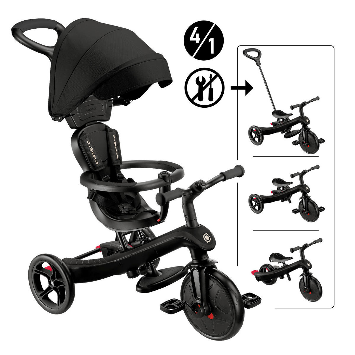 DREIRAD EXPLORER TRIKE 4in1  - Schwarz, Basics, Kunststoff (95/47/97.5cm) - GLOBBER