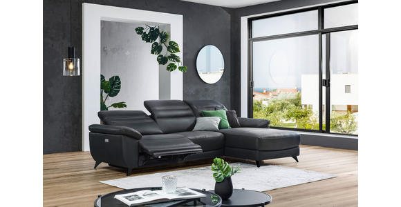 ECKSOFA inkl. Funktionen Ronald Schwarz Echtleder, Kombination Echtleder/Lederlook Lederlook  - Schwarz, Design, Leder/Kunststoff (269/164cm) - Xora