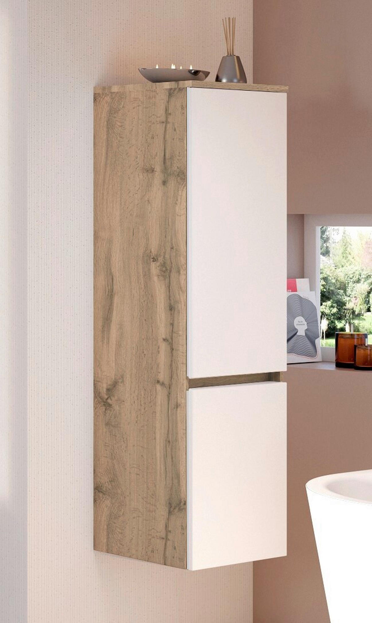 MIDISCHRANK 40/130/35 cm  - Eiche Wotan/Silberfarben, Design, Holzwerkstoff/Kunststoff (40/130/35cm) - Held