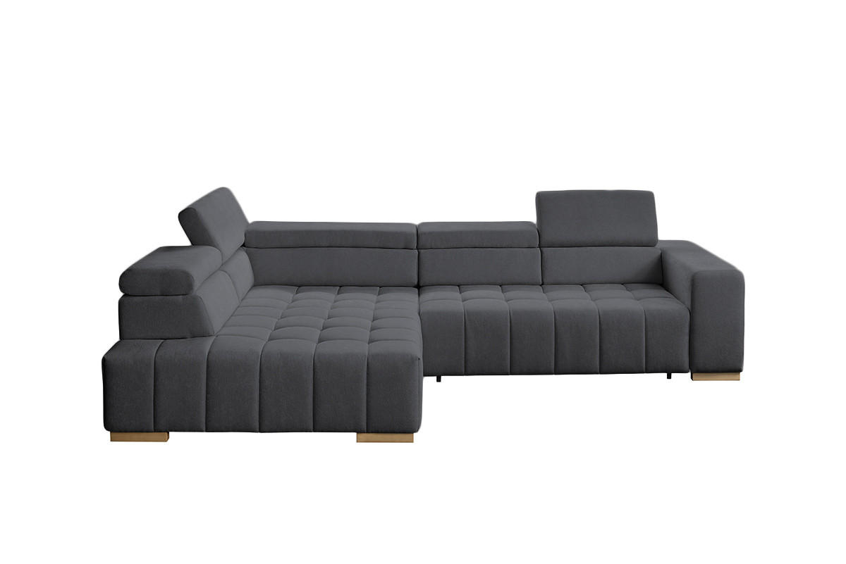 ECKSOFA ELIAS Graphitfarben Chenille  - Graphitfarben/Naturfarben, Design, Holz/Textil (201/307cm) - Livetastic