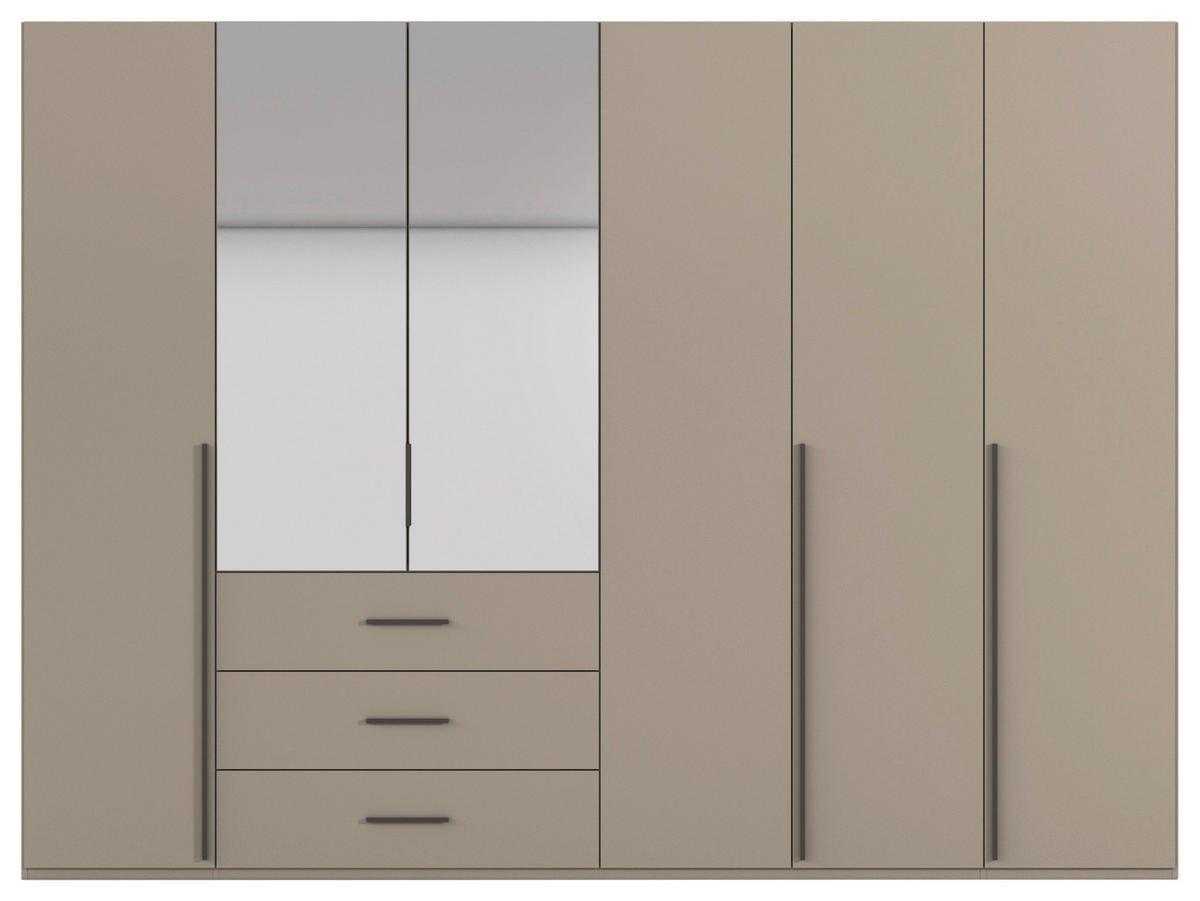 DREHTÜRENSCHRANK 301/223/60 cm,  in Fango, 6-türig  - Fango/Graphitfarben, Design, Glas/Holzwerkstoff (301/223/60cm) - home24