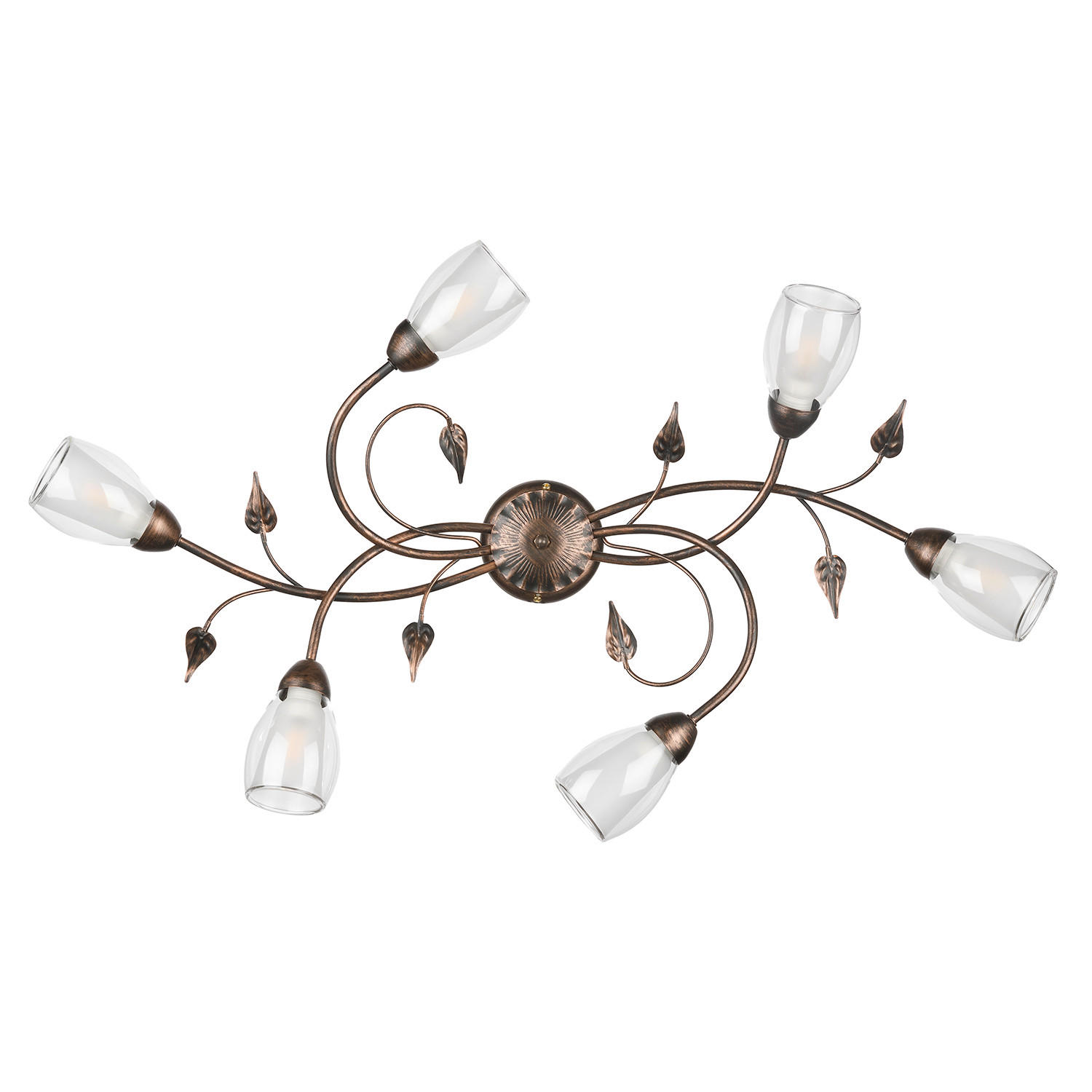 DECKENLEUCHTE    90/50/20 cm  - Cognac, KONVENTIONELL, Glas/Metall (90/50/20cm)