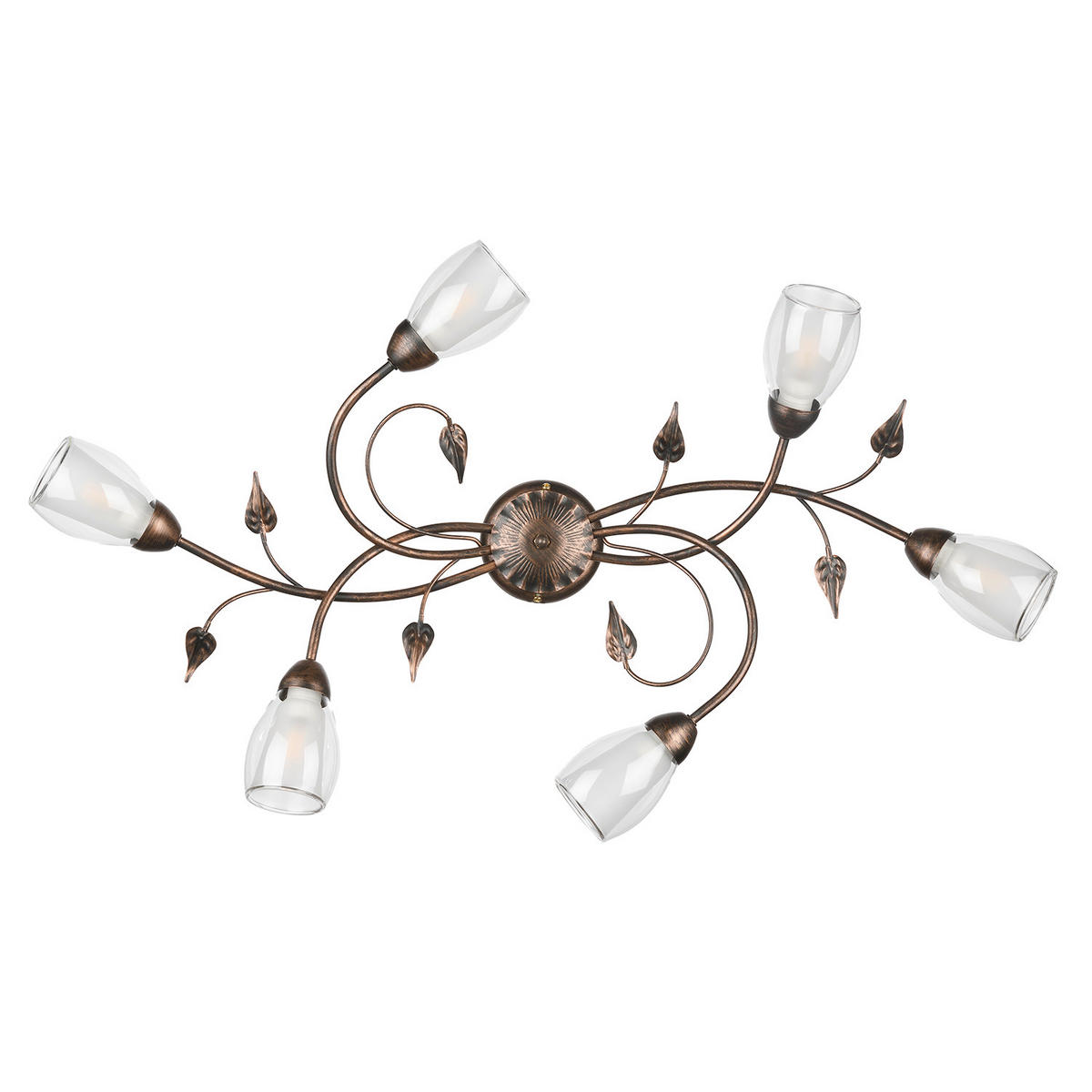 DECKENLEUCHTE    90/50/20 cm  - Cognac, KONVENTIONELL, Glas/Metall (90/50/20cm)