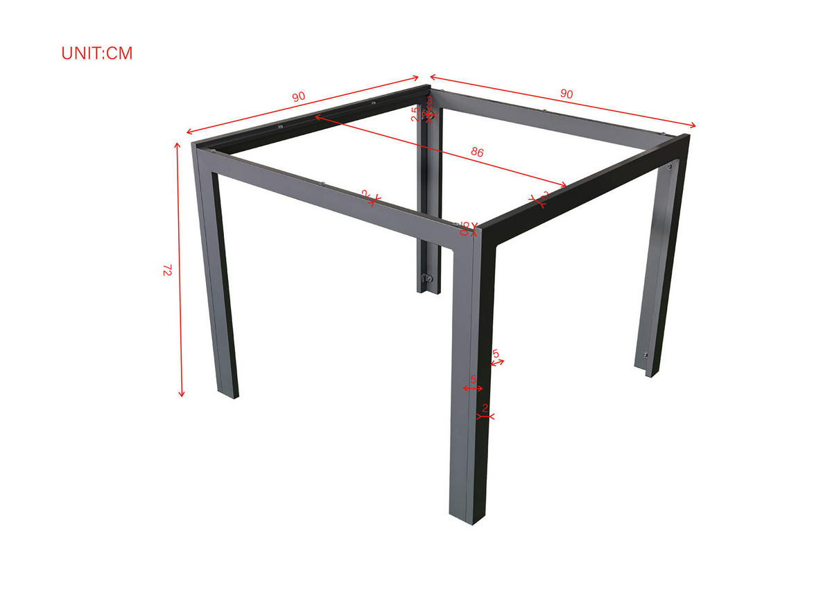Masă grădină & terasă 90/90/72 cm   - argintiu, Basics, sticlă/metal (90/90/72cm) - Xora