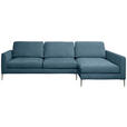 ECKSOFA Blau Chenille  - Blau/Silberfarben, KONVENTIONELL, Textil/Metall (284/143cm) - Carryhome