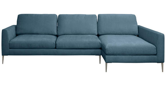 ECKSOFA Blau Chenille - Blau/Silberfarben, KONVENTIONELL, Textil/Metall (284/143cm) - Carryhome