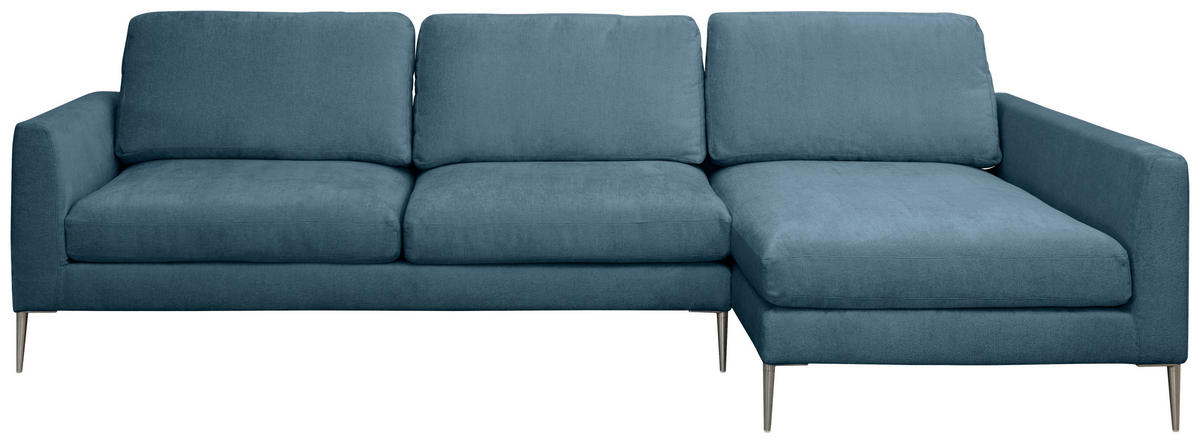 ECKSOFA Blau Chenille  - Blau/Silberfarben, KONVENTIONELL, Textil/Metall (284/143cm) - Carryhome