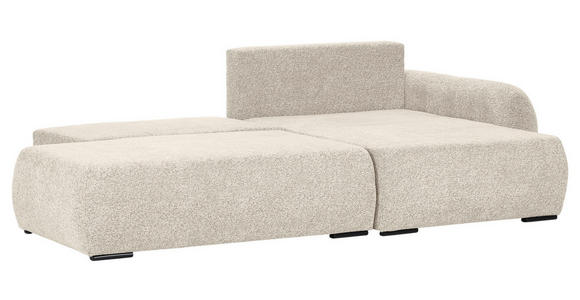 ECKSOFA Beige Flachgewebe Zierkissen, Rückenkissen, Bettkasten, Schlaffunktion, Rücken echt, Liegefläche im Originalstoff  - Beige/Schwarz, KONVENTIONELL, Kunststoff/Textil (260/145cm) - Carryhome