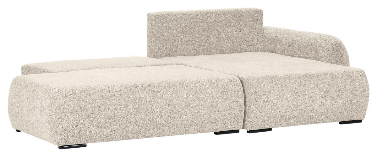 ECKSOFA Beige Flachgewebe Zierkissen, Rückenkissen, Bettkasten, Schlaffunktion, Rücken echt, Liegefläche im Originalstoff  - Beige/Schwarz, KONVENTIONELL, Kunststoff/Textil (260/145cm) - Carryhome