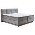 BOXSPRINGBETT 180/200 cm  in Hellgrau  - Hellgrau/Schwarz, KONVENTIONELL, Kunststoff/Textil (180/200cm) - Carryhome