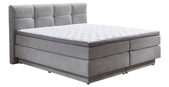 BOXSPRINGBETT 180/200 cm  in Hellgrau  - Hellgrau/Schwarz, KONVENTIONELL, Kunststoff/Textil (180/200cm) - Carryhome