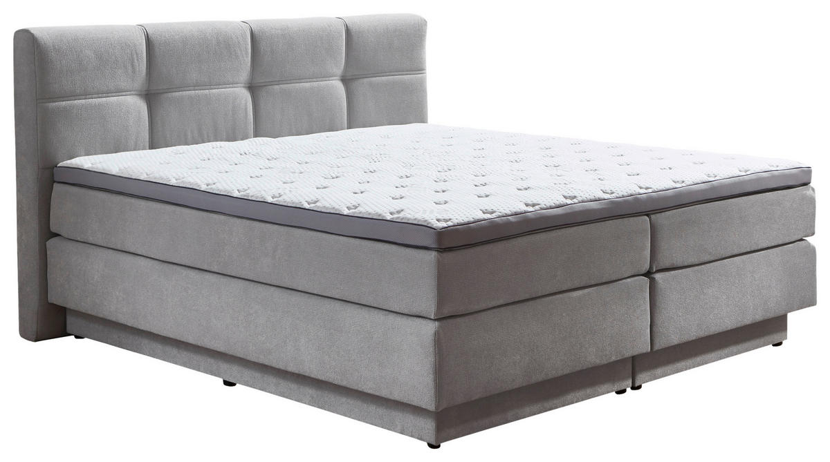 BOXSPRINGBETT 160/200 cm  Hellgrau  - Hellgrau/Schwarz, Konventionell, Kunststoff/Textil (160/200cm) - Carryhome