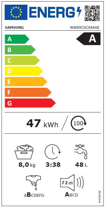 Waschmaschine WW80CGC04AAEEG  - Weiß, Basics, Glas/Kunststoff (60/85/55cm) - Samsung