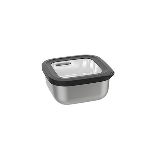 POSODA ZA SHRANJEVANJE  PROVIDO    11,9/11,9/5,9 cm         - barve nerjavečega jekla/črna, Basics, kovina/umetna masa (11,9/11,9/5,9cm) - Gefu