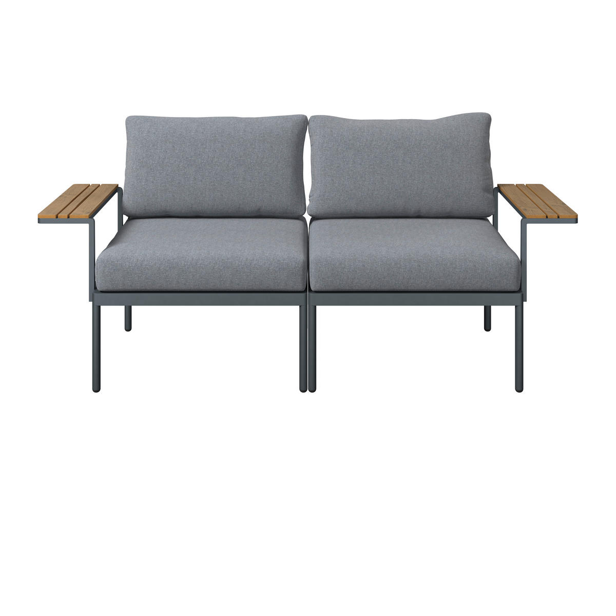 LOUNGEGARNITUR 3-teilig   85/64.5/71.5 cm Stahl  - Dunkelgrau/Naturfarben, MODERN, Kunststoff/Textil (85/64.5/71.5cm) - Ambia Garden