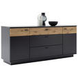 SIDEBOARD Grau, Schwarz, Eichefarben 180/80/44 cm - Eichefarben/Anthrazit, Design, Holzwerkstoff/Metall (180/80/44cm) - Novel