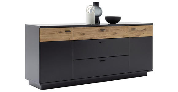 SIDEBOARD Grau, Schwarz, Eichefarben 180/80/44 cm - Eichefarben/Anthrazit, Design, Holzwerkstoff/Metall (180/80/44cm) - Novel