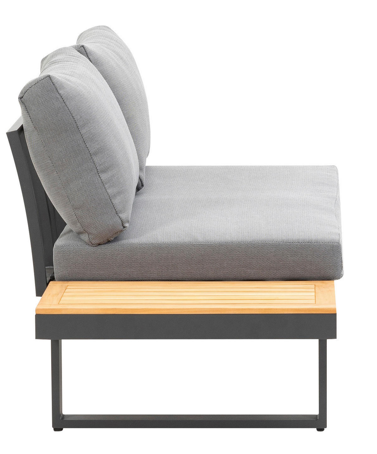 LOUNGEGARNITUR   253/70/175 cm Teakholz Aluminium  - Anthrazit/Grau, Basics, Holz/Textil (253/70/175cm) - Gardenson