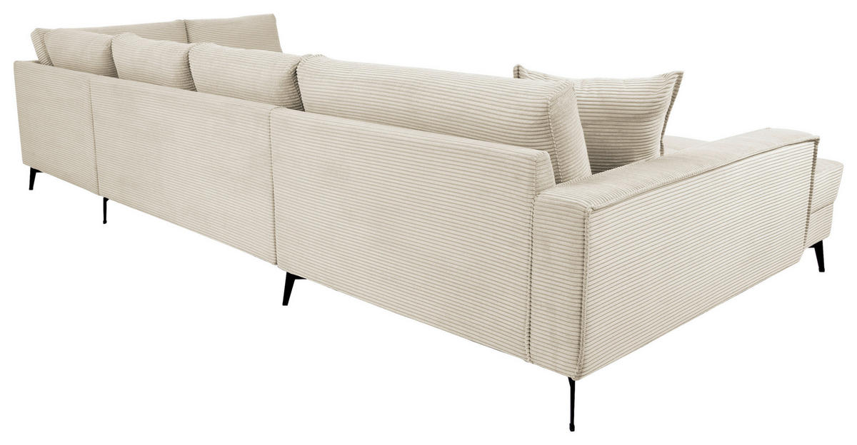WOHNLANDSCHAFT ZERO Creme Cord  - Creme/Schwarz, Trend, Textil/Metall (173/362/195cm) - Livetastic