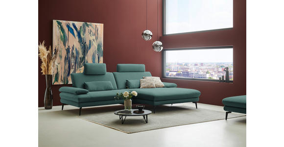ECKSOFA  in Chenille, Flachgewebe Opal  284/180 cm  - Opal/Schwarz, Design, Textil/Metall (284/180cm) - Dieter Knoll